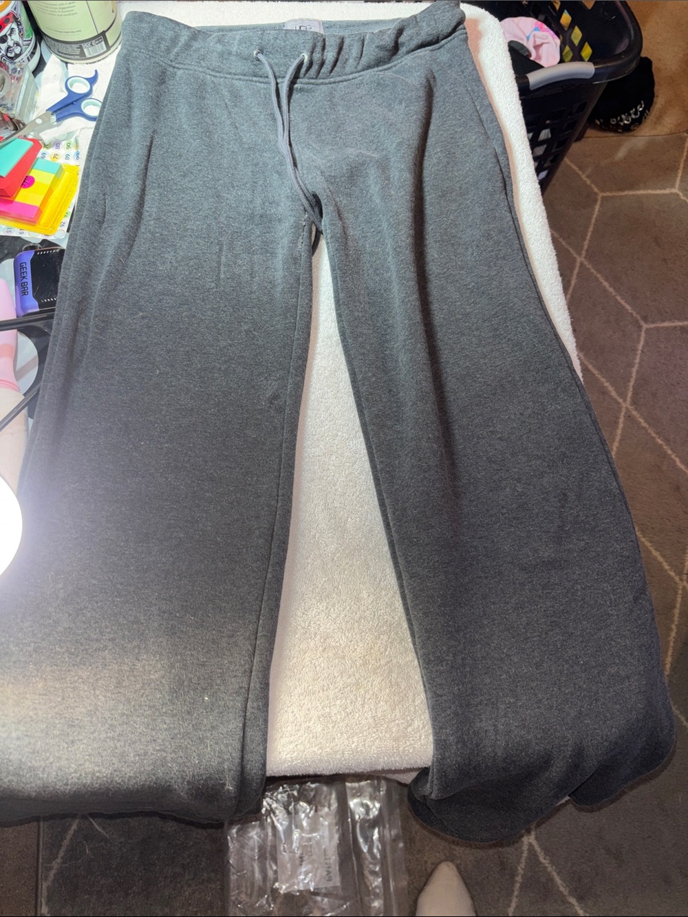 UGG Women's Wide Leg Knit Pants in Charcoal Gray